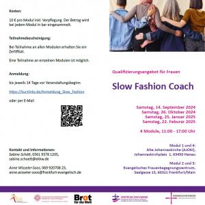 Flyer zum Qualifizierungsangebot für Frauen: Slow Fashion Coach