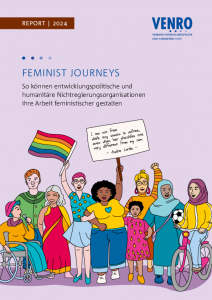 Titelseite Feminist Journeys – So können entwicklungspolitische und humanitäre Nichtregierungsorganisationen ihre Arbeit feministischer gestalten